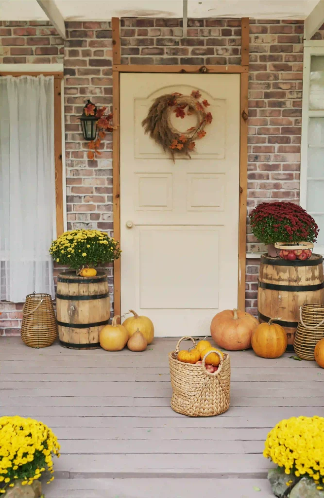 Add fall house decor touches, such as lanterns with LED candles or brass accents, for an extra glow.